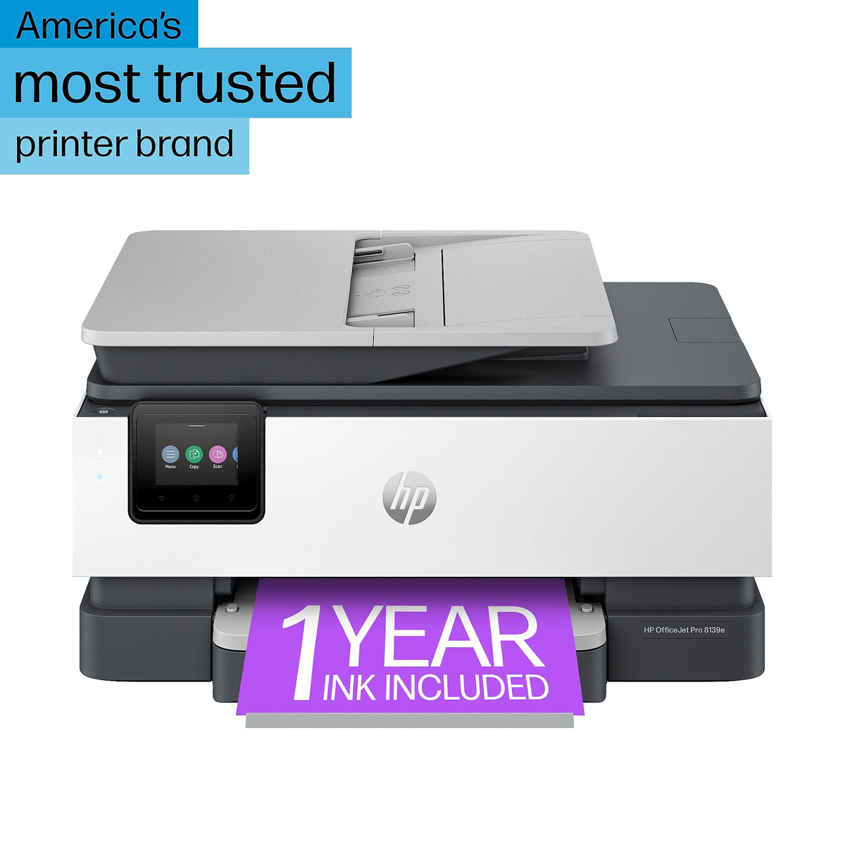 HP OfficeJet Pro 8139e Wireless All-in-One Color Inkjet Printer Scanner Copier, Best for Home Office, 1 Full Year Ink