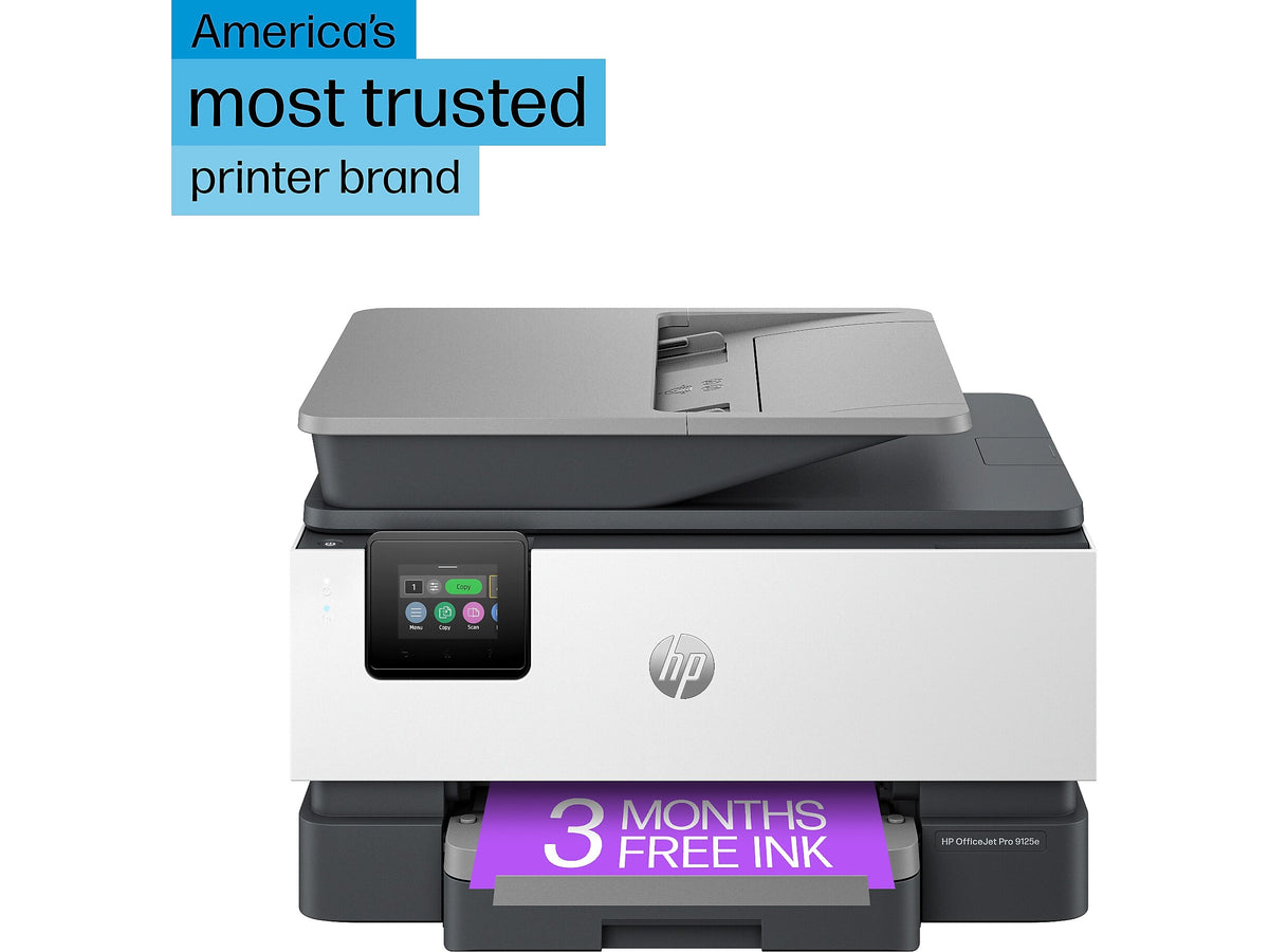 HP OfficeJet Pro 9125e Wireless All-in-One Color Inkjet Printer Scanner Copier, Best for Home Office, 3 months FREE INK