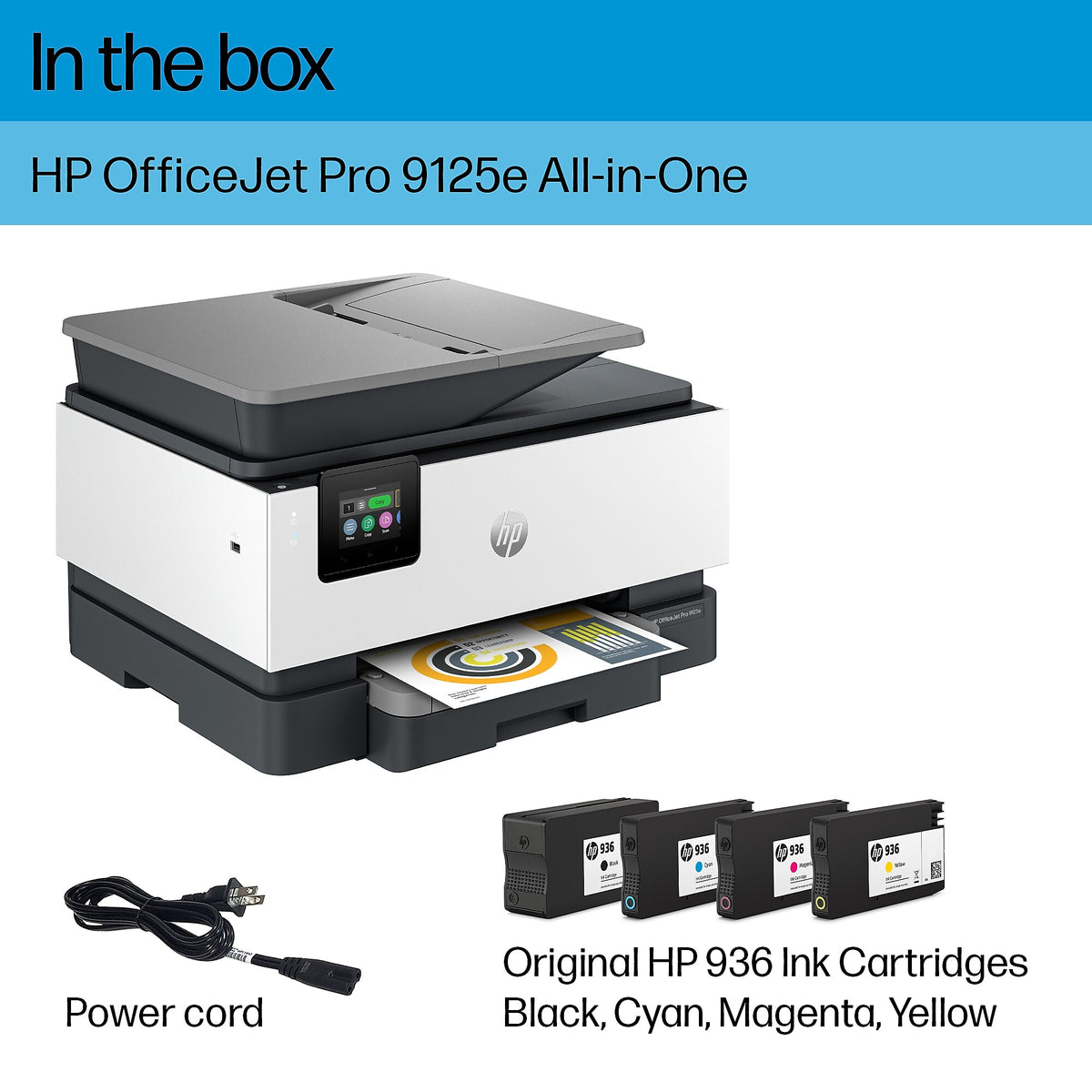 HP OfficeJet Pro 9125e Wireless All-in-One Color Inkjet Printer Scanner Copier, Best for Home Office, 3 months FREE INK