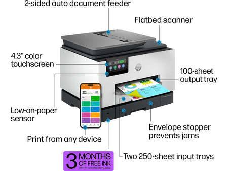 HP OfficeJet Pro 9135e Wireless All-in-One Color Inkjet Printer Scanner Copier, Best for Home Office, 3 months FREE INK