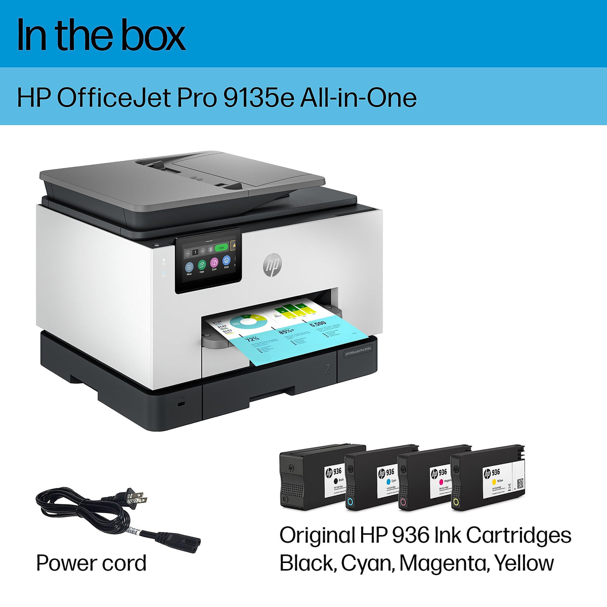 HP OfficeJet Pro 9135e Wireless All-in-One Color Inkjet Printer Scanner Copier, Best for Home Office, 3 months FREE INK