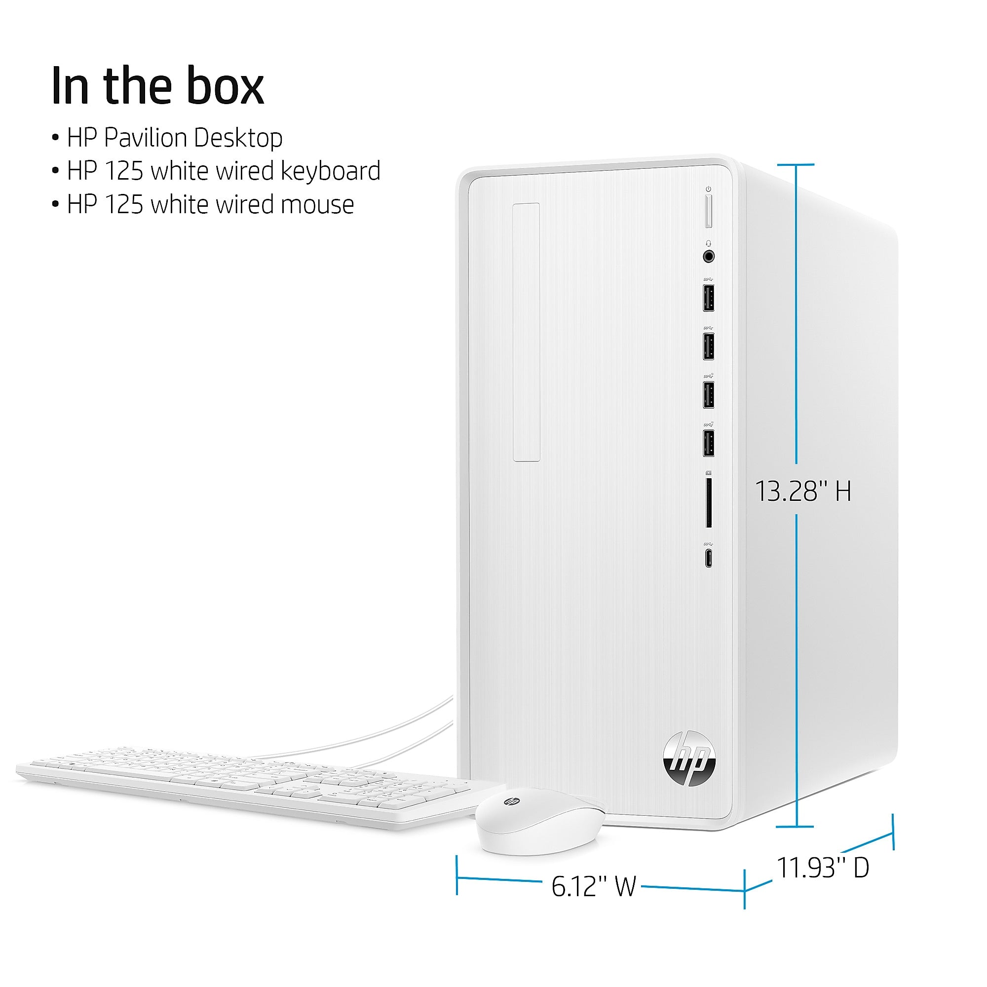 HP Pavilion TP01-3006 Desktop Computer, Intel Core i7-12700, 12GB Memory, 256GB SSD