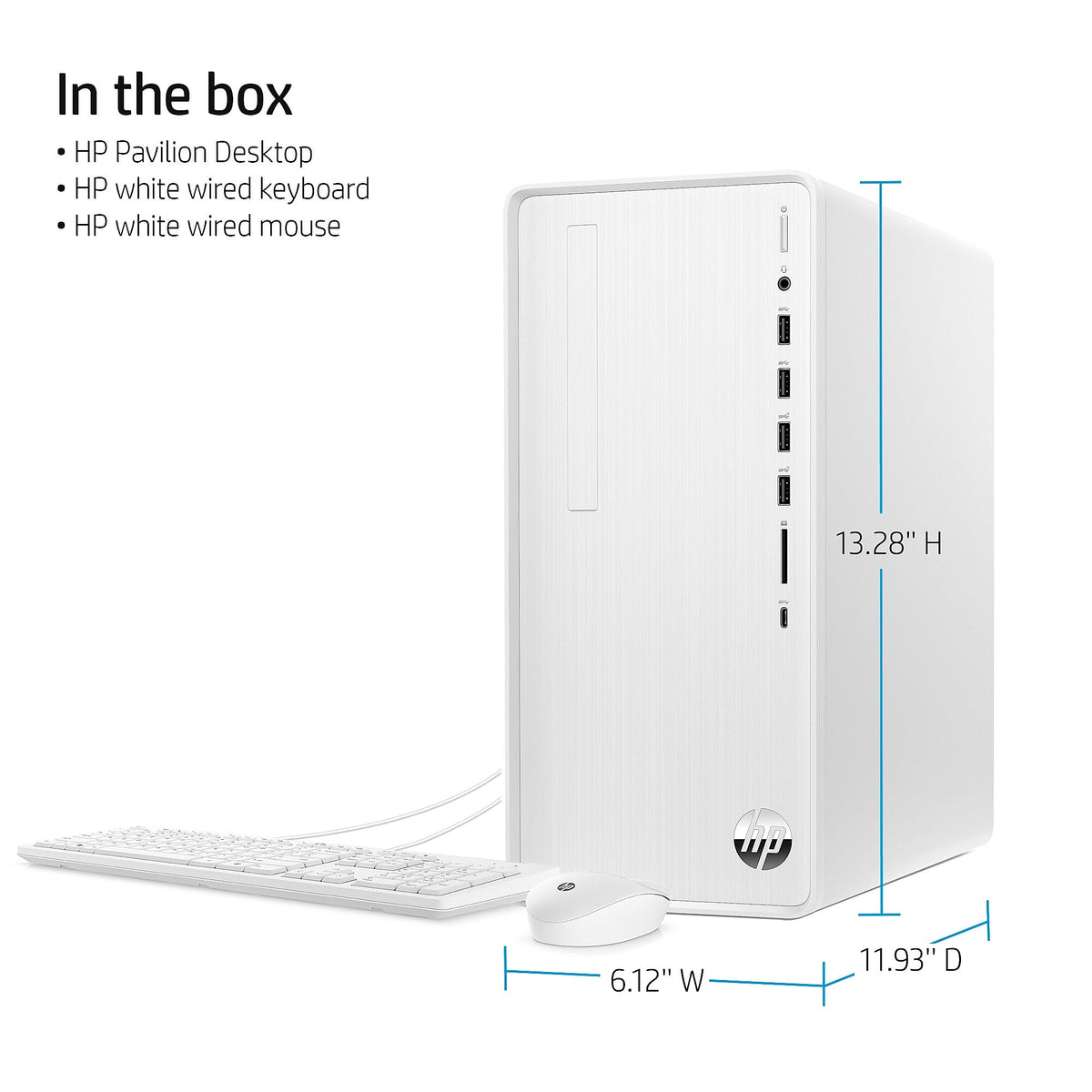 HP Pavilion TP01-3016 Desktop Computer, Intel Core i5-12400, 12GB Memory, 256GB SSD