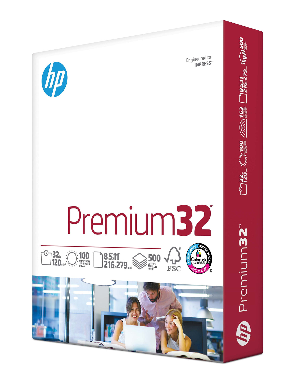 HP Premium32 8.5" x 11" Multipurpose Paper, 32 lbs., 100 Brightness, 500 Sheets/Ream