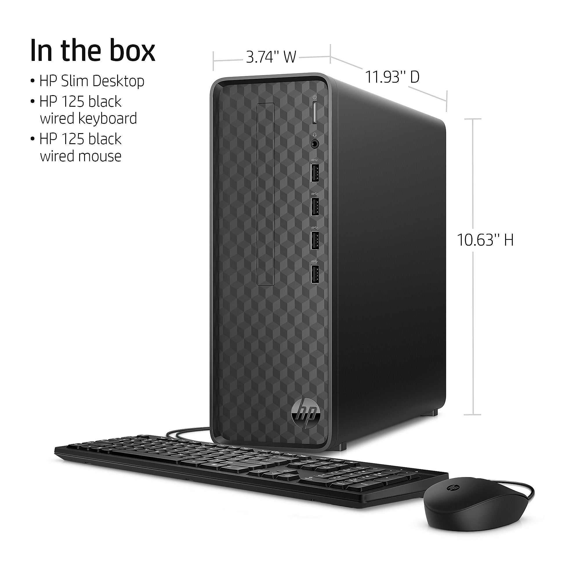 HP Slim Windows Desktop Computer, Intel Core i3-1210, 8GB Memory, 256GB SSD, Windows 11