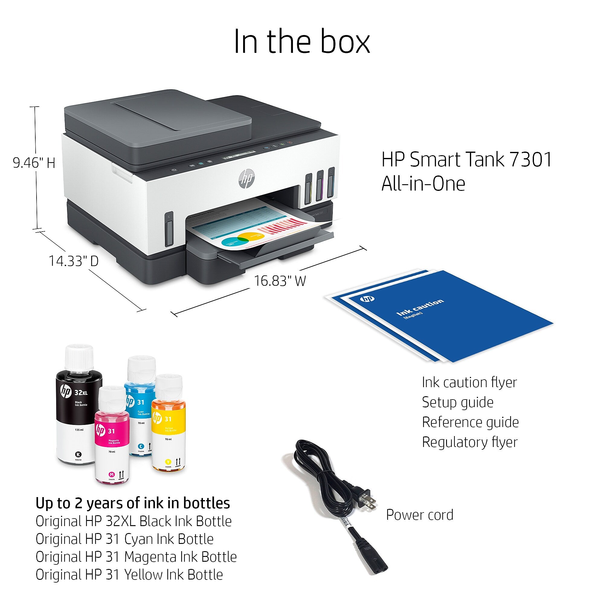 HP Smart Tank 7301 Inkjet Printer, All-in-One Supertank, Print/Copy/Scan