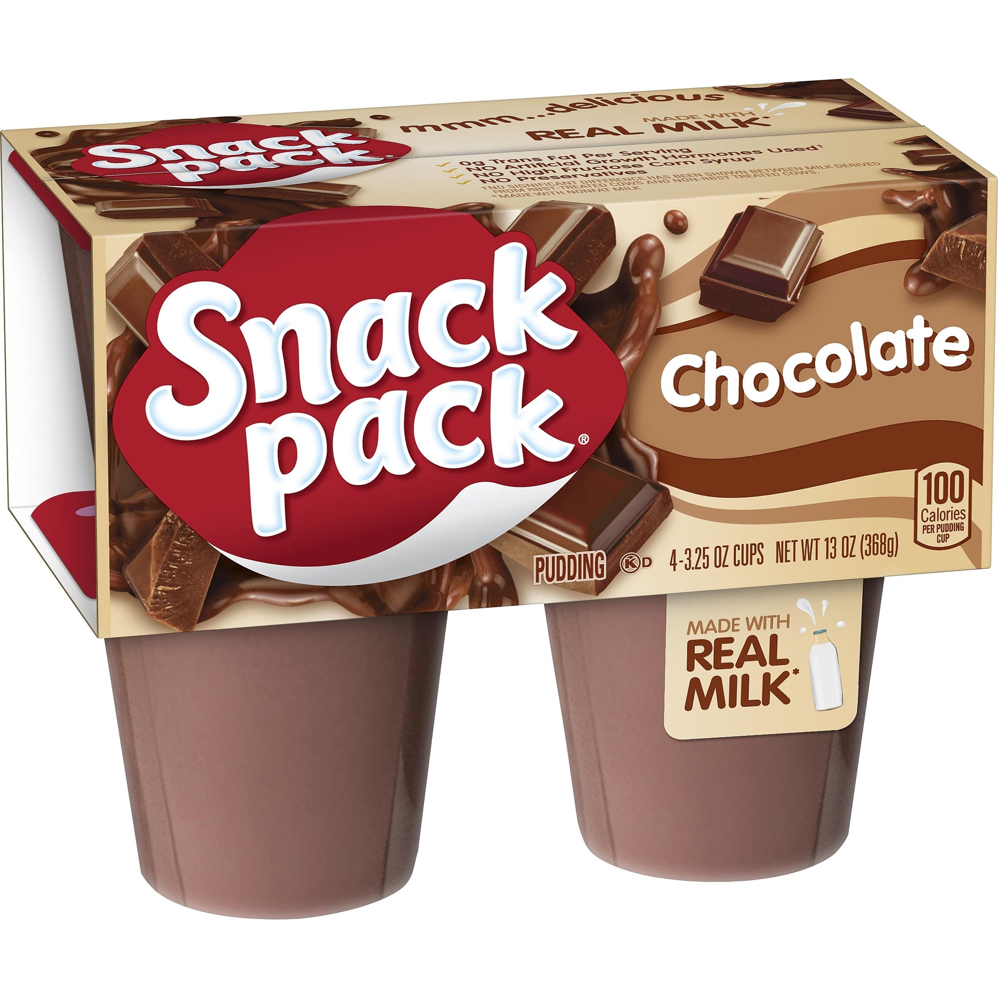 Hunt's Snack Pack Chocolate Pudding, 3.5 oz., 48/Carton