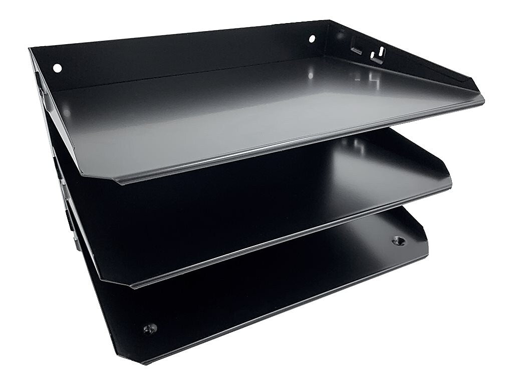 Huron 3-Compartment Steel File Organizer, Black