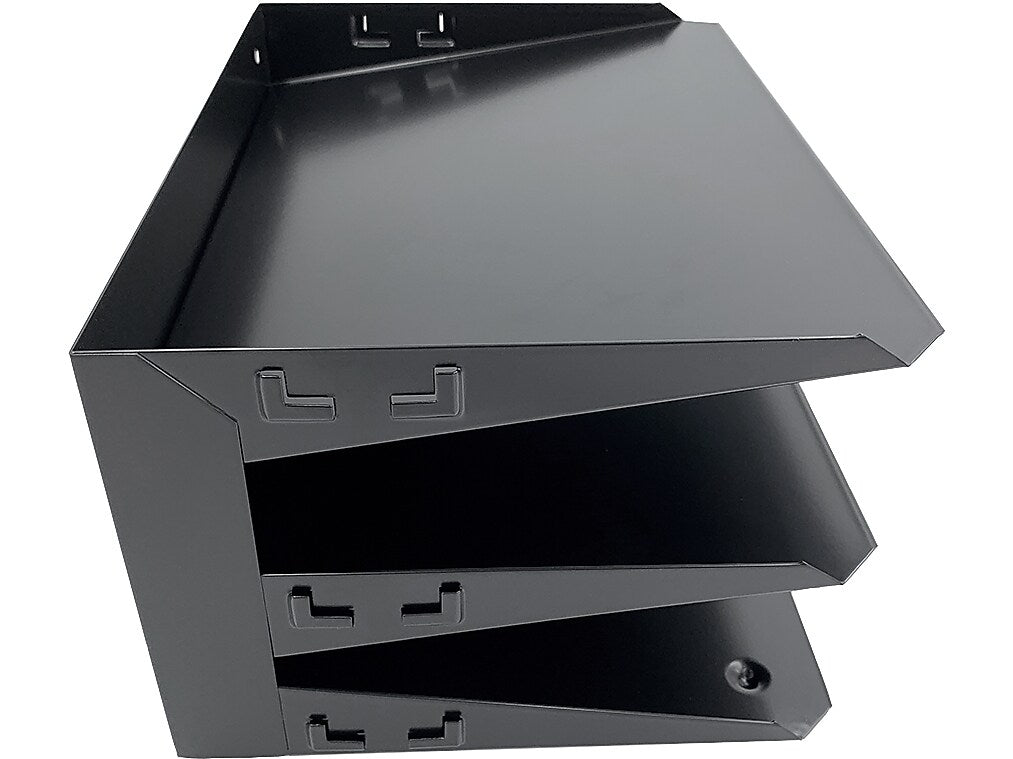 Huron 3-Compartment Steel File Organizer, Black