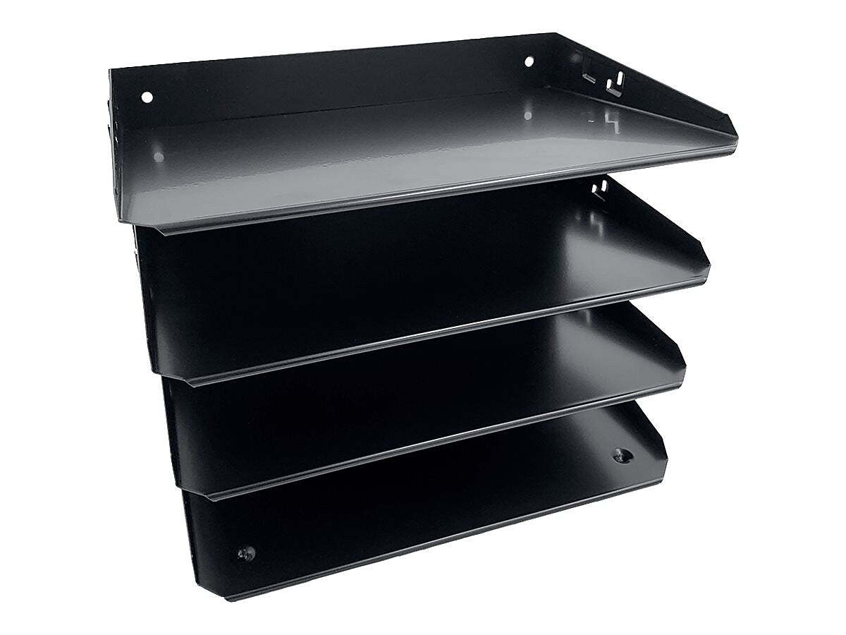 Huron 4-Compartment Steel File Organizer, Black