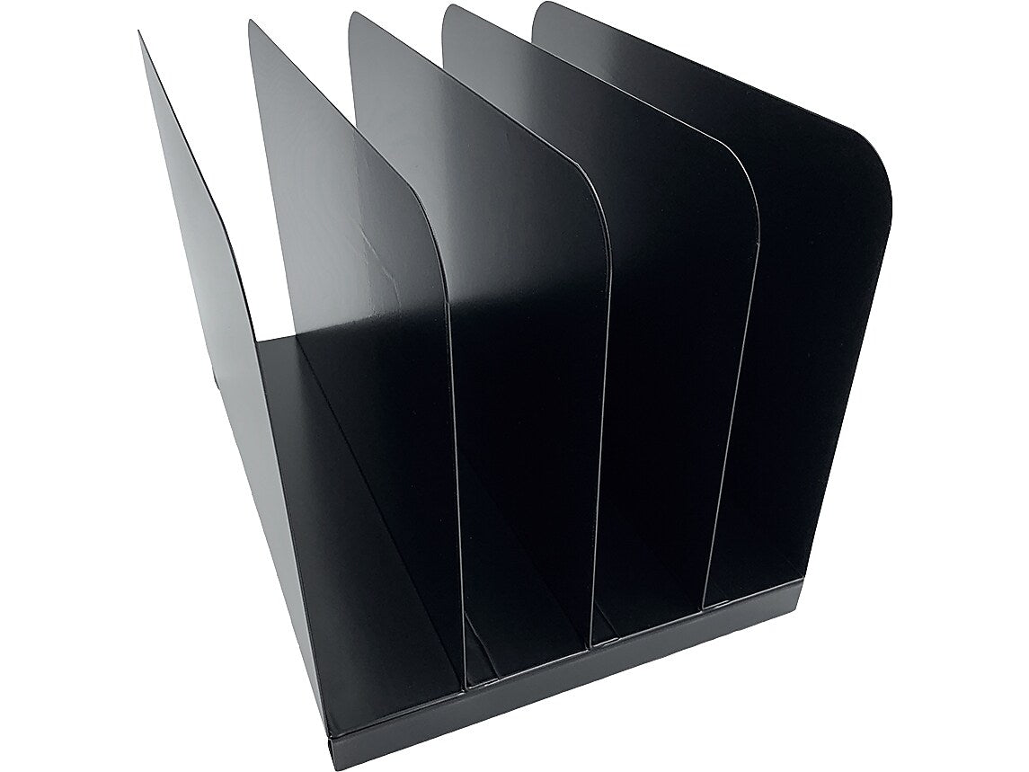 Huron 4-Compartment Steel File Organizer, Black