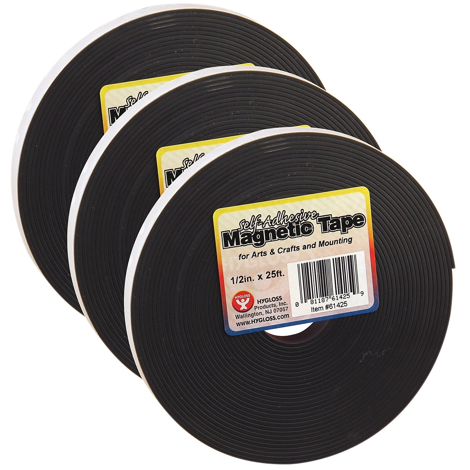 Hygloss® Magnetic Strips, 1/2" x 8.33 yds., Black, Pack of 3