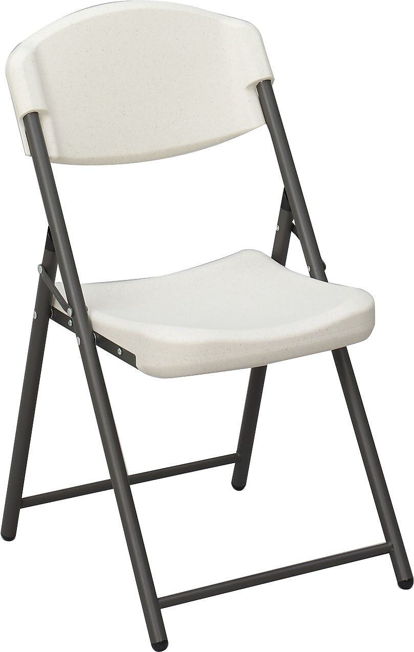 Iceberg Rough 'N Ready Plastic Folding Chairs, Platinum Granite, 4/Ct
