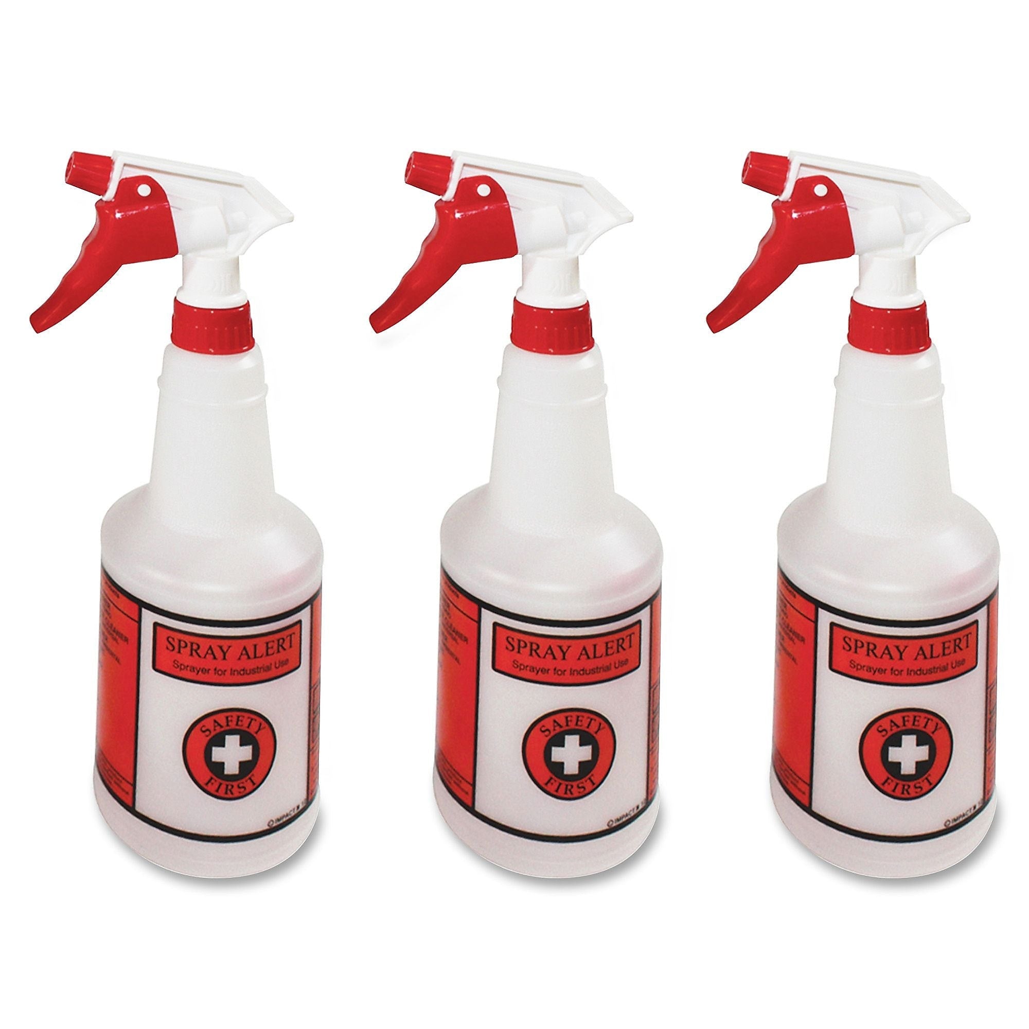 Impact Alert 24 oz. Spray Bottle with Trigger, Clear/Red, 32/Carton