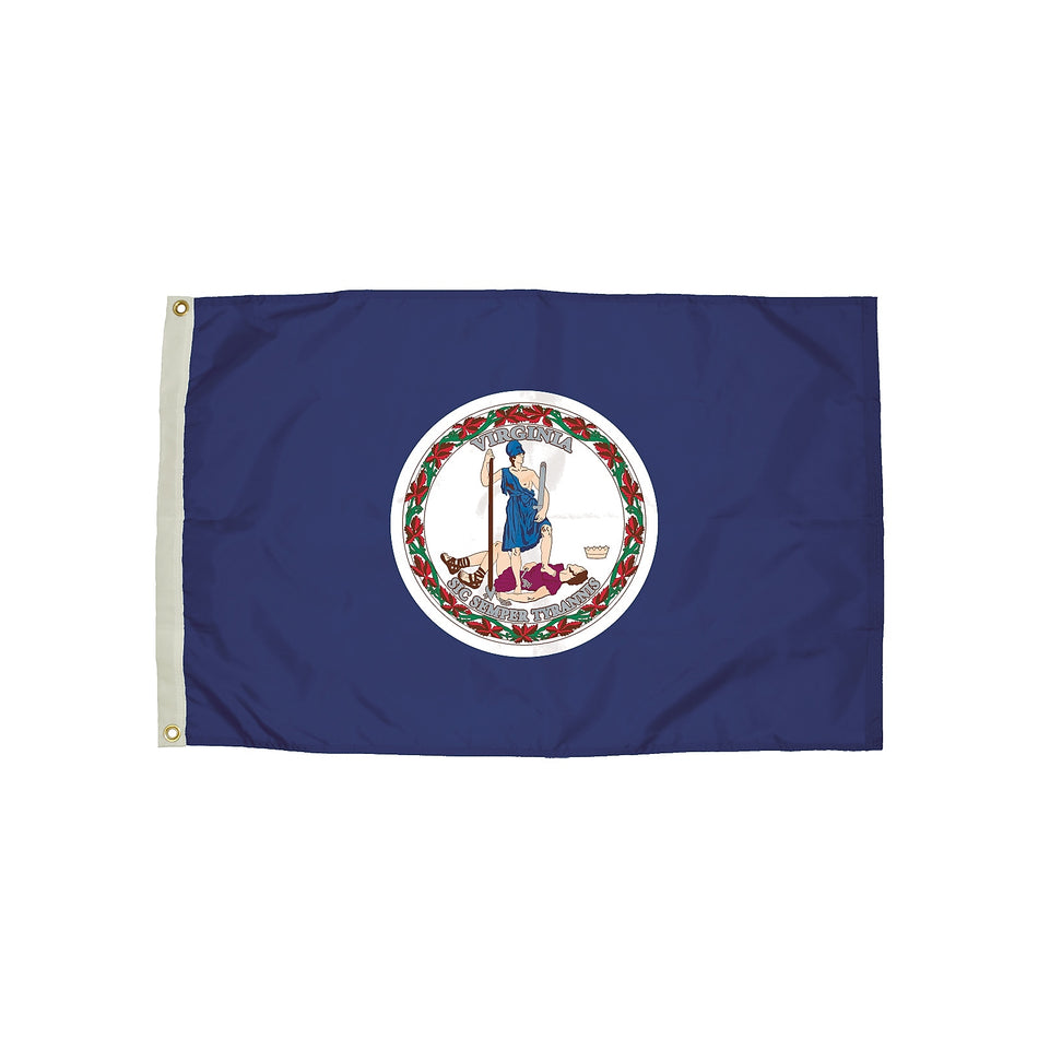 Independence Flag Nylon Virginia Flag with Heading and Grommets, 3x5 ft