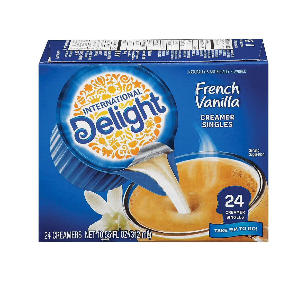 International Delight French Vanilla Dairy Free Liquid Creamer, 0.44 oz., 24/Box