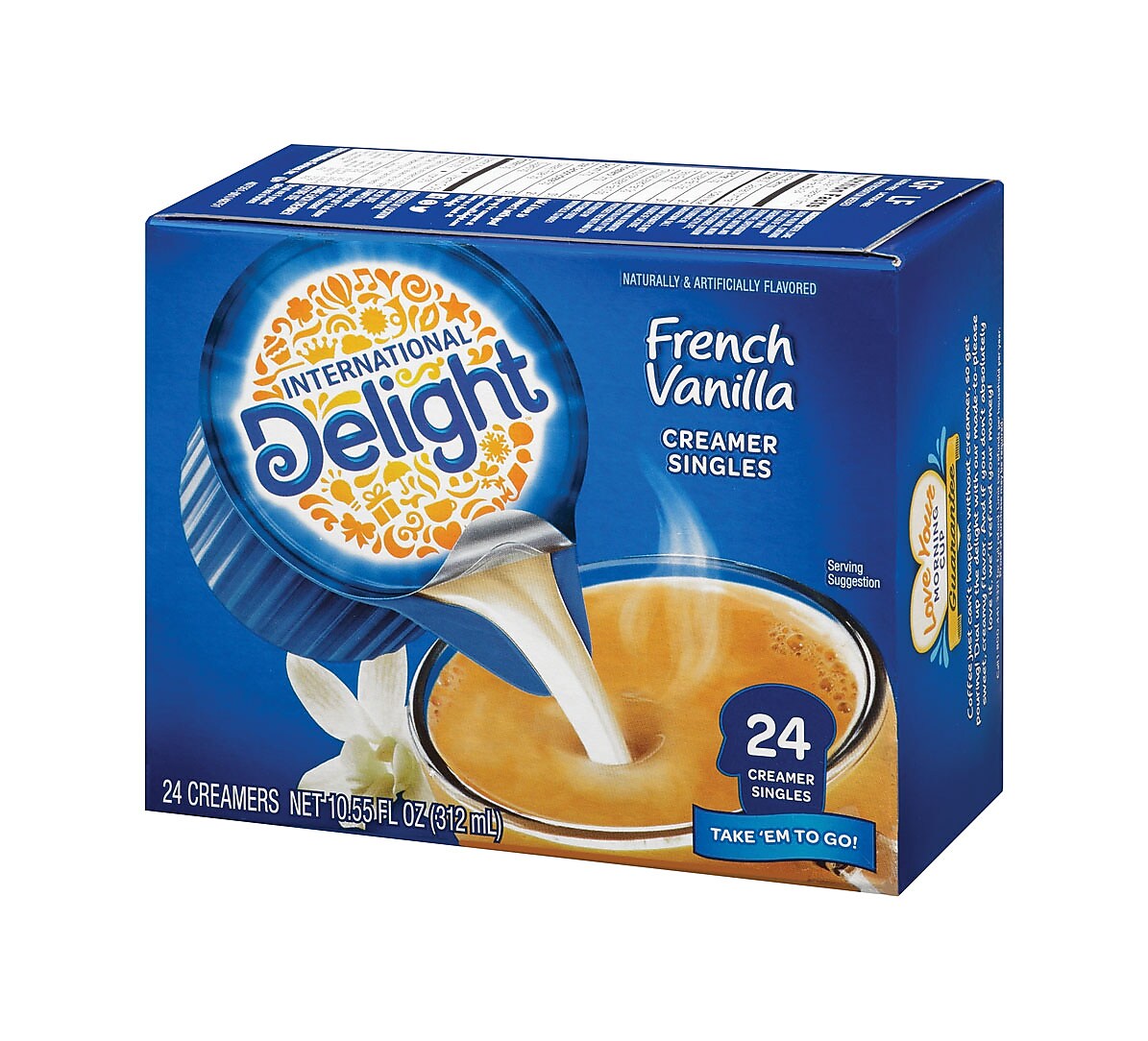 International Delight French Vanilla Dairy Free Liquid Creamer, 0.44 oz., 24/Box
