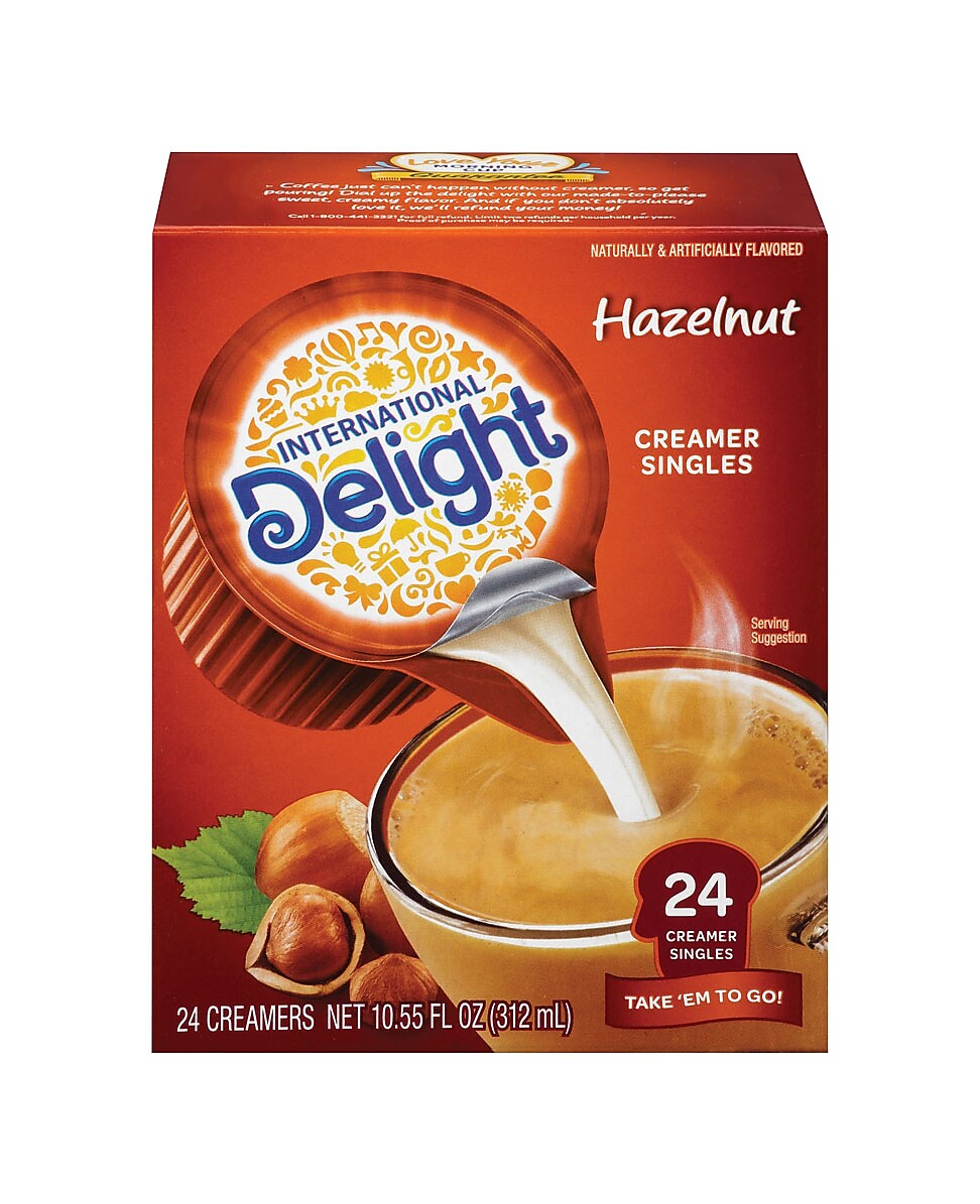 International Delight Hazelnut Dairy Free Liquid Creamer, 0.44 oz., 24/Box