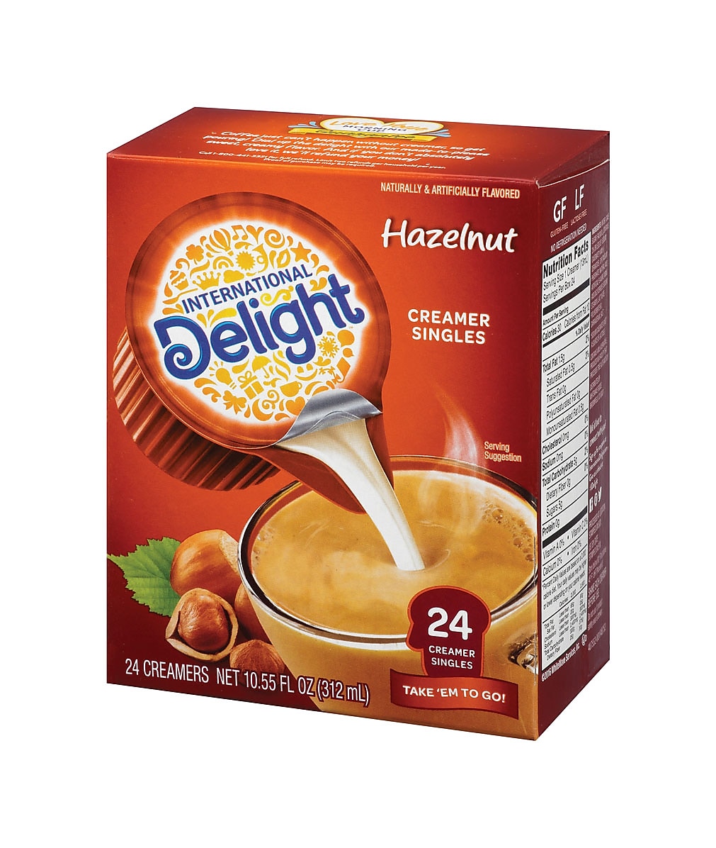 International Delight Hazelnut Dairy Free Liquid Creamer, 0.44 oz., 24/Box
