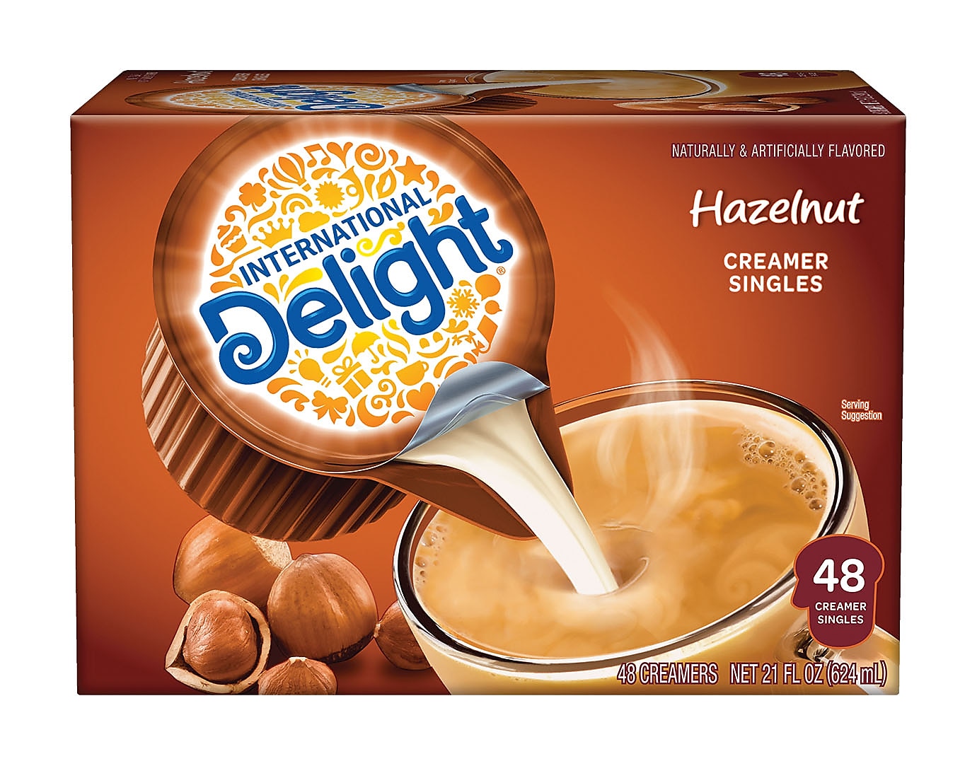 International Delight Hazelnut Dairy Free Liquid Creamer, 0.44 oz., 48/Box