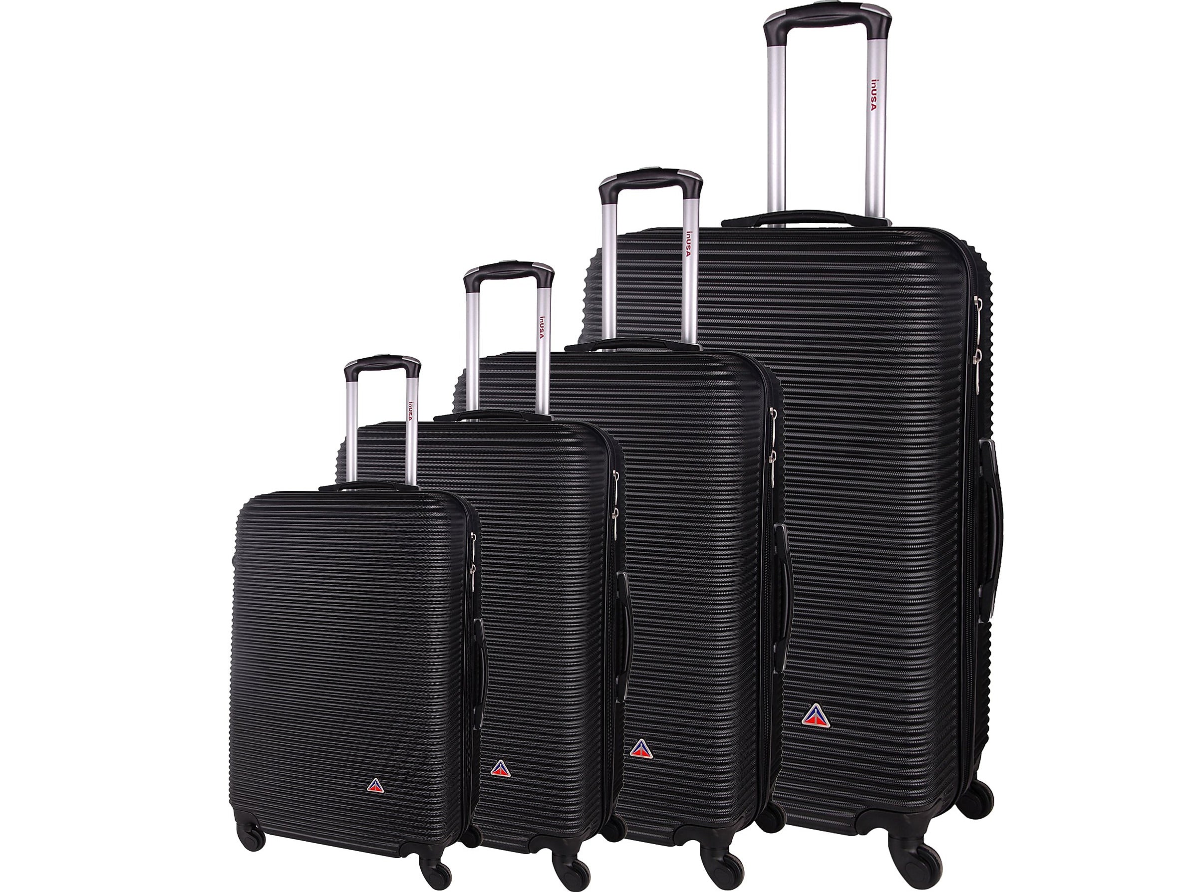 InUSA Royal 4-Piece Hardside Spinner Luggage Set, Black