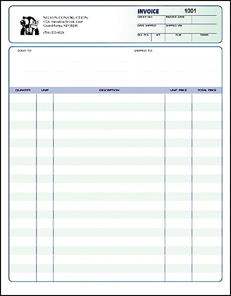 Invoice Ruled, 8-1/2" x 11", 2-Part , Qty 1000