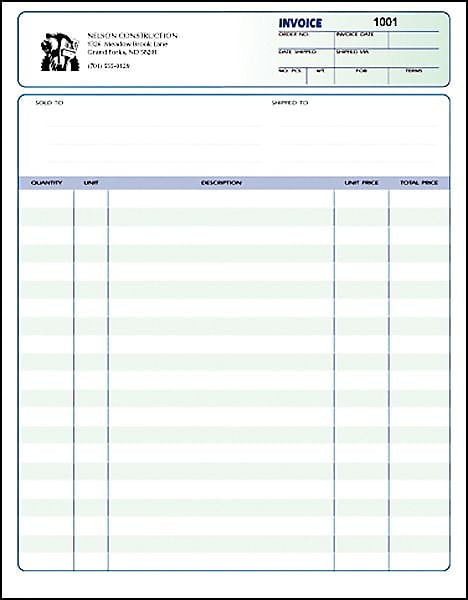 Invoice Ruled, 8-1/2