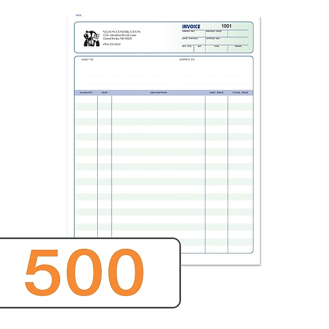 Invoice Ruled, 8-1/2
