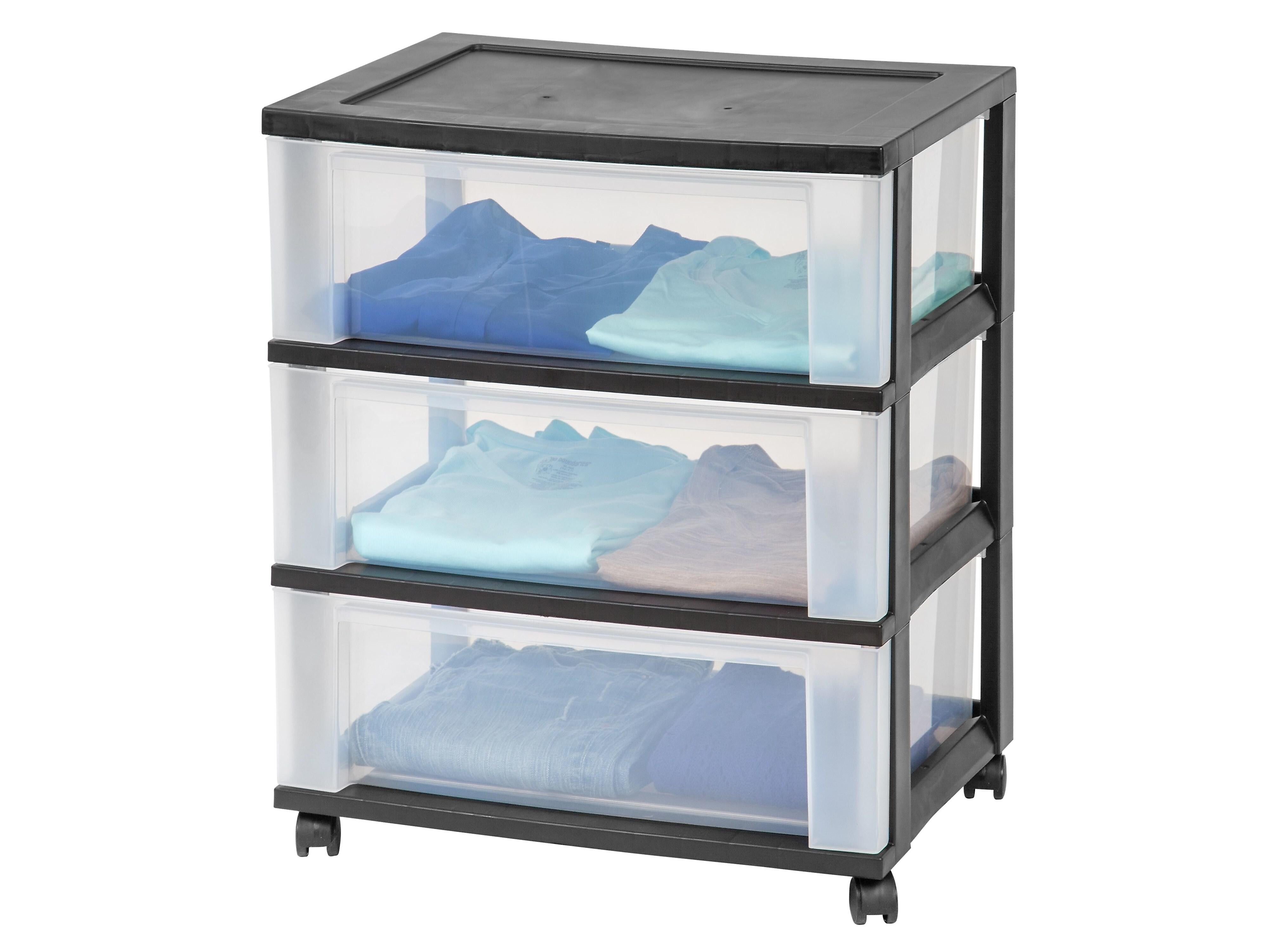 Iris 3-Drawer Durable Storage Cart, Black/Clear