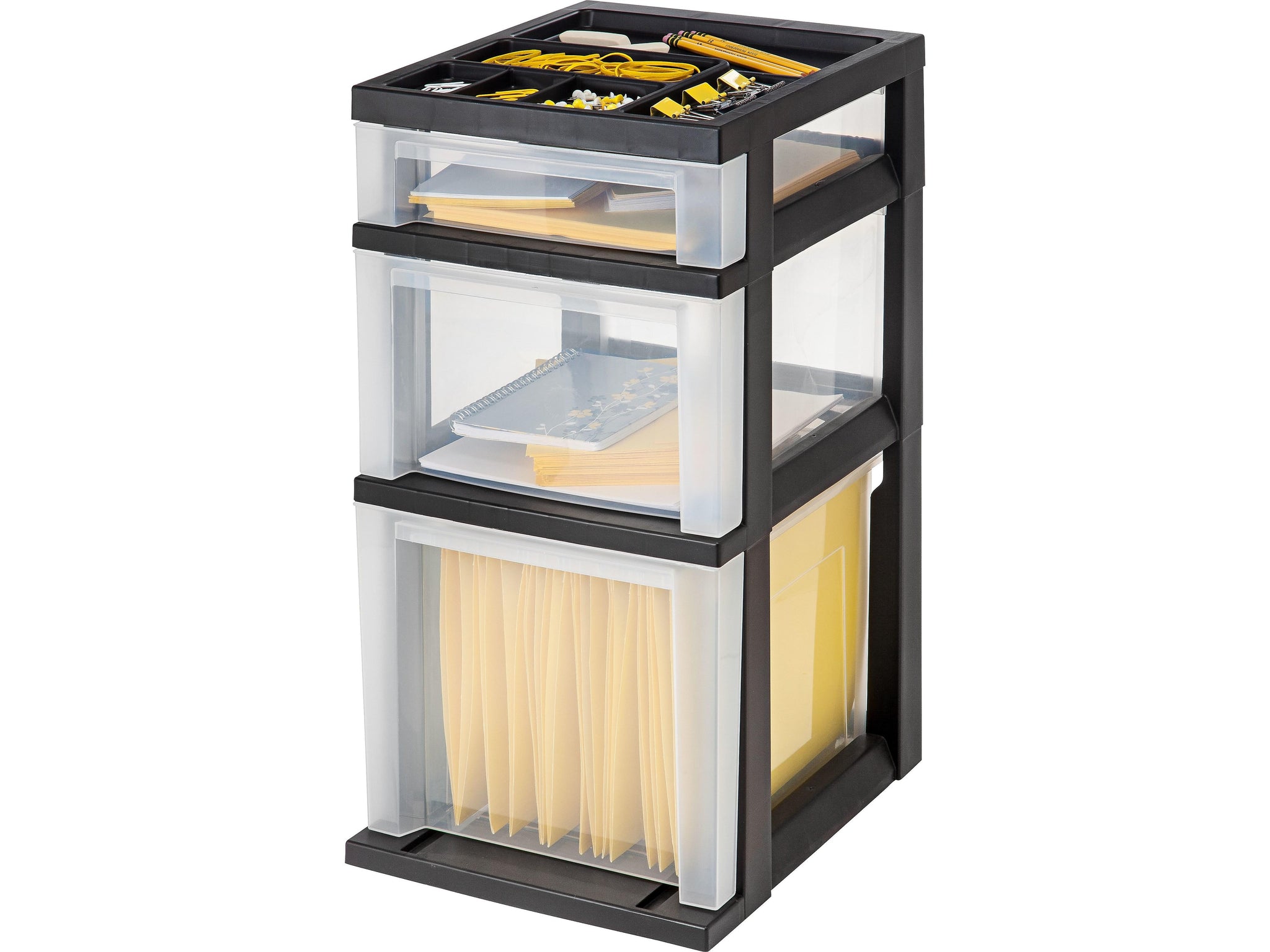 Iris 3 Drawers File Storage, Black