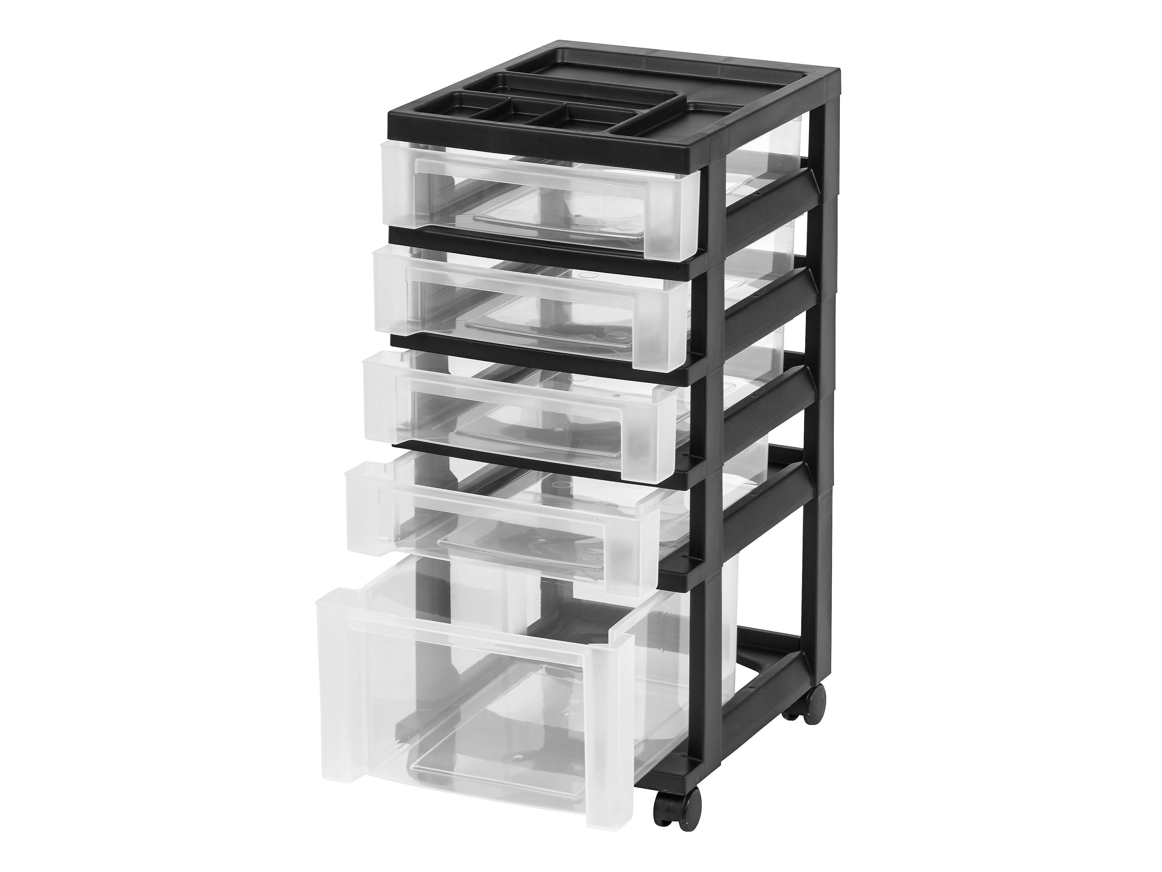 Iris 5 Drawers Durable Storage Organizer, Clear/Black