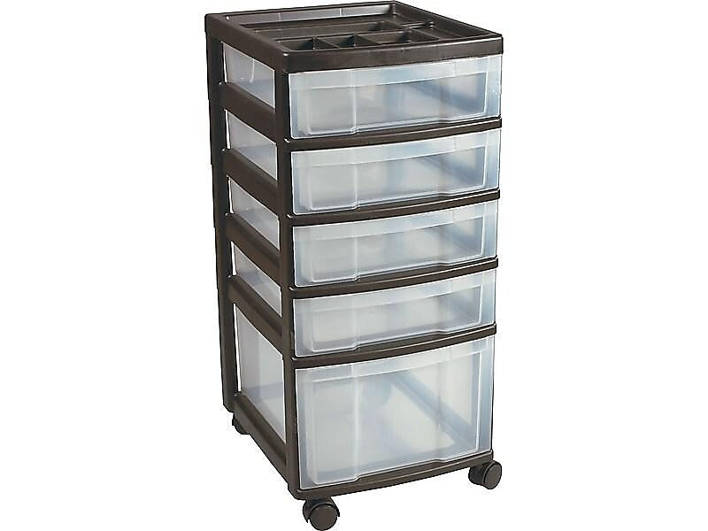 Iris 5 Drawers Durable Storage Organizer, Clear/Black