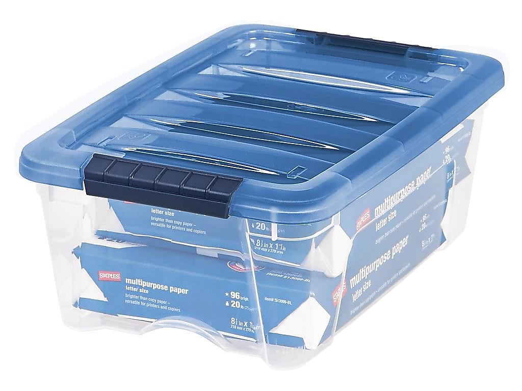 Iris Stack & Pull 12.9 Qt. Latch Lid Storage Bin, Navy/Clear