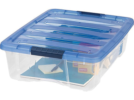 IRIS Stack & Pull 26.9 Qt. Latch Lid Storage Box, Clear