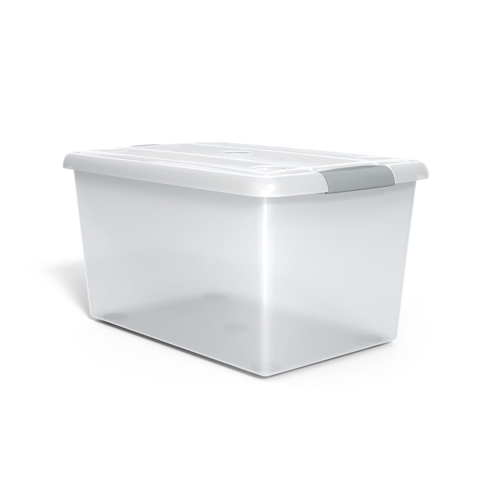 Iris Store & Slide 61 Qt. Latch Lid Storage Bin, Clear