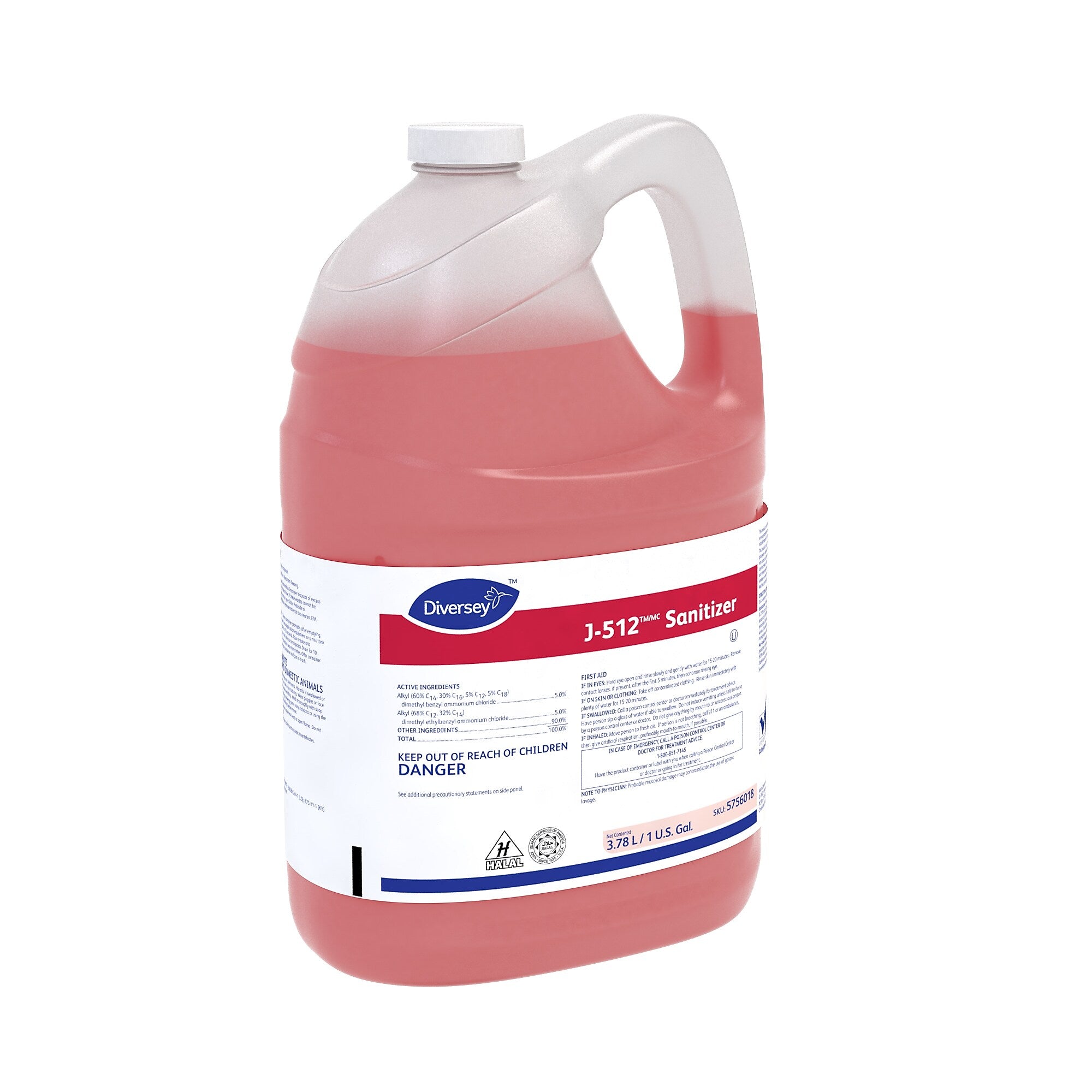 J-512 No-Rinse Disinfectant & Sanitizer, Unscented, 1 gal., 4/Carton