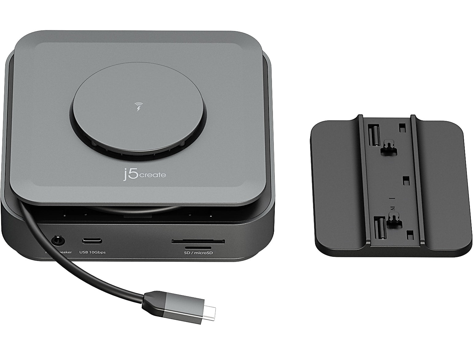 j5create 11-Port USB Type-C Dock Dual 4K HDMI Hub, Space Gray