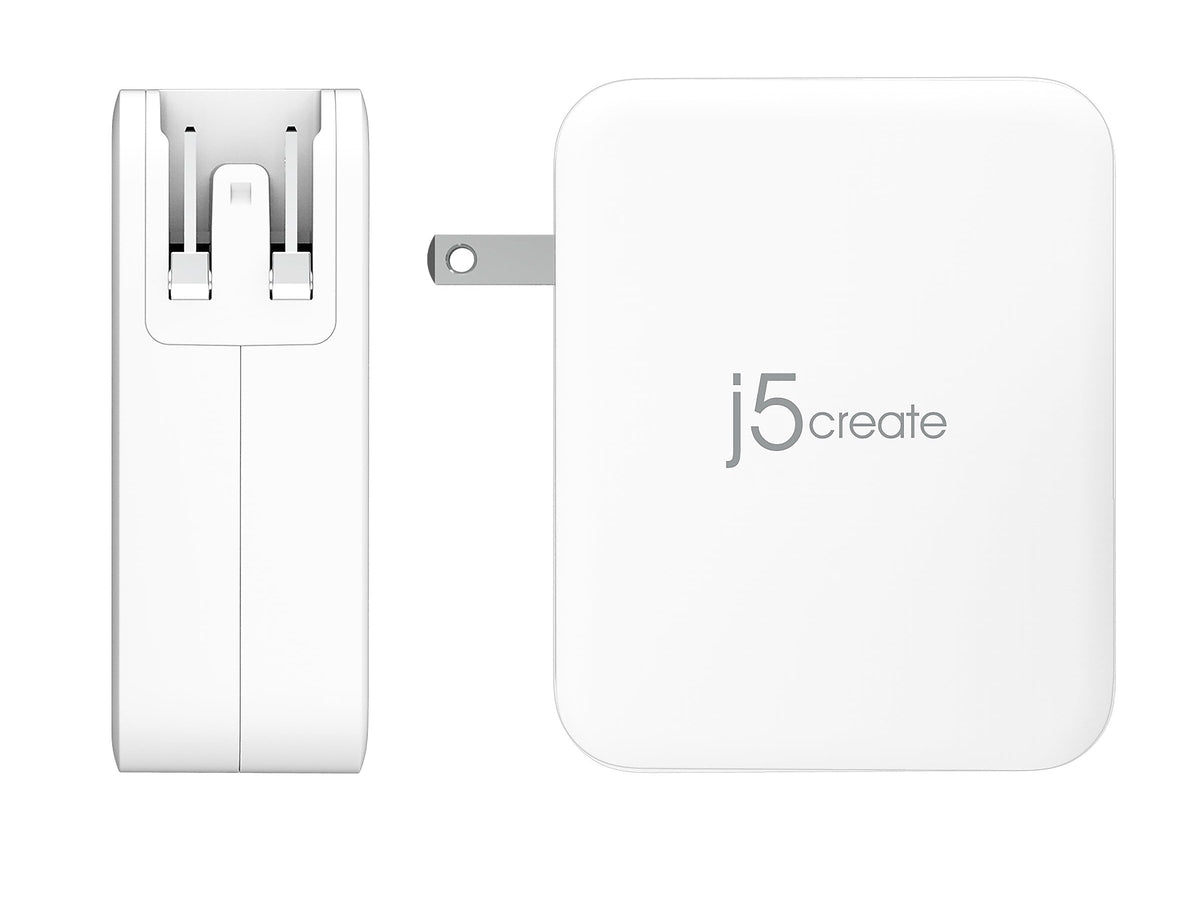 j5create 130W GaN USB-C 4-Port Charger for Laptops, Tablets, and Mobile Devices, White