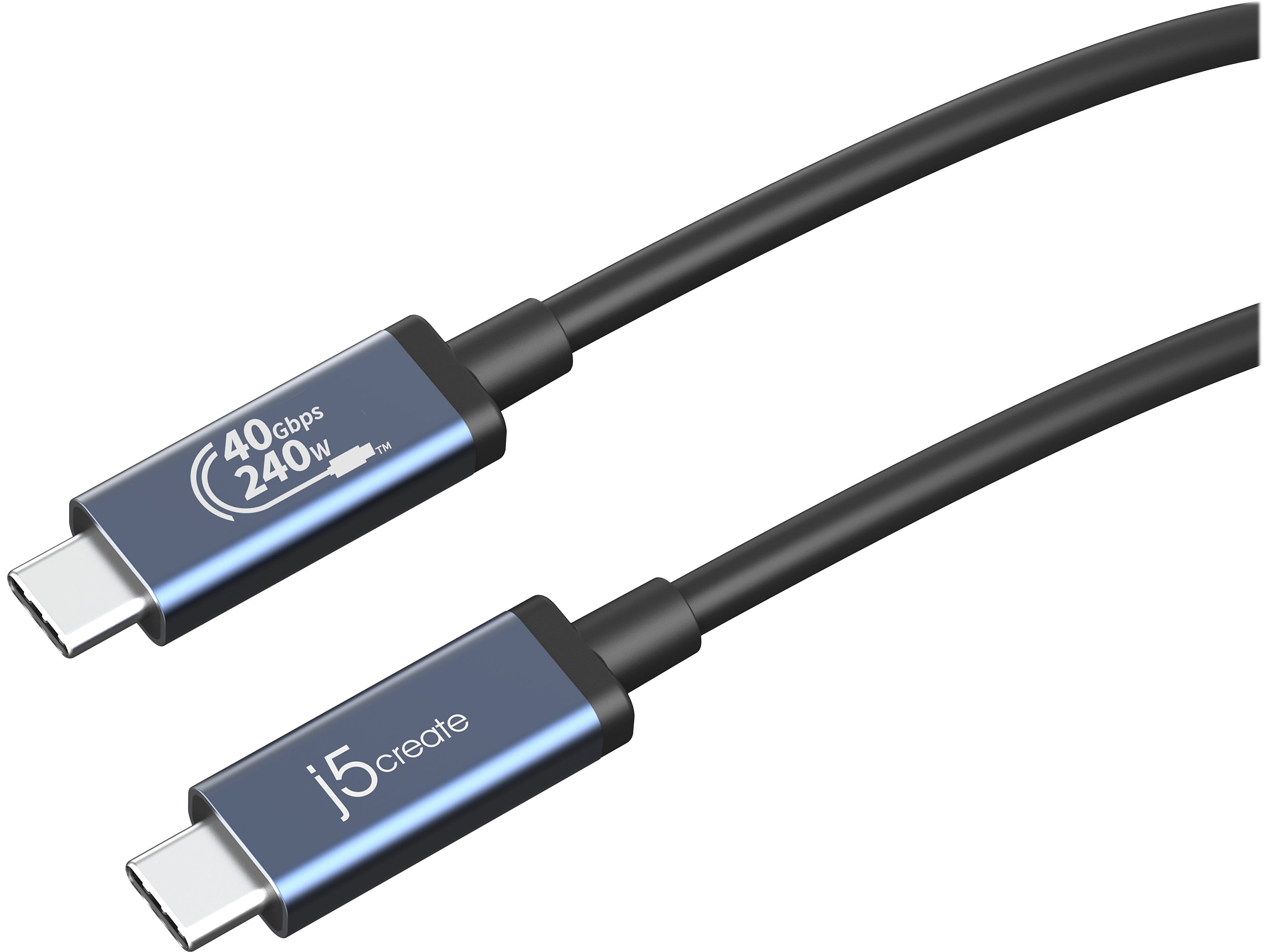 j5create 2.6' USB C to USB C Cable, Male to Male, Black/Space Gray