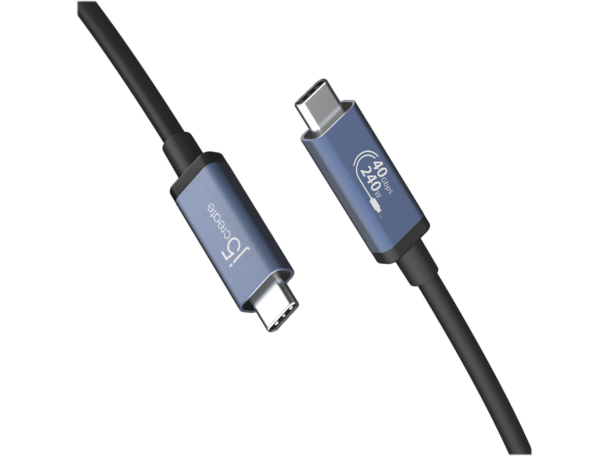 j5create 2.6' USB C to USB C Cable, Male to Male, Black/Space Gray