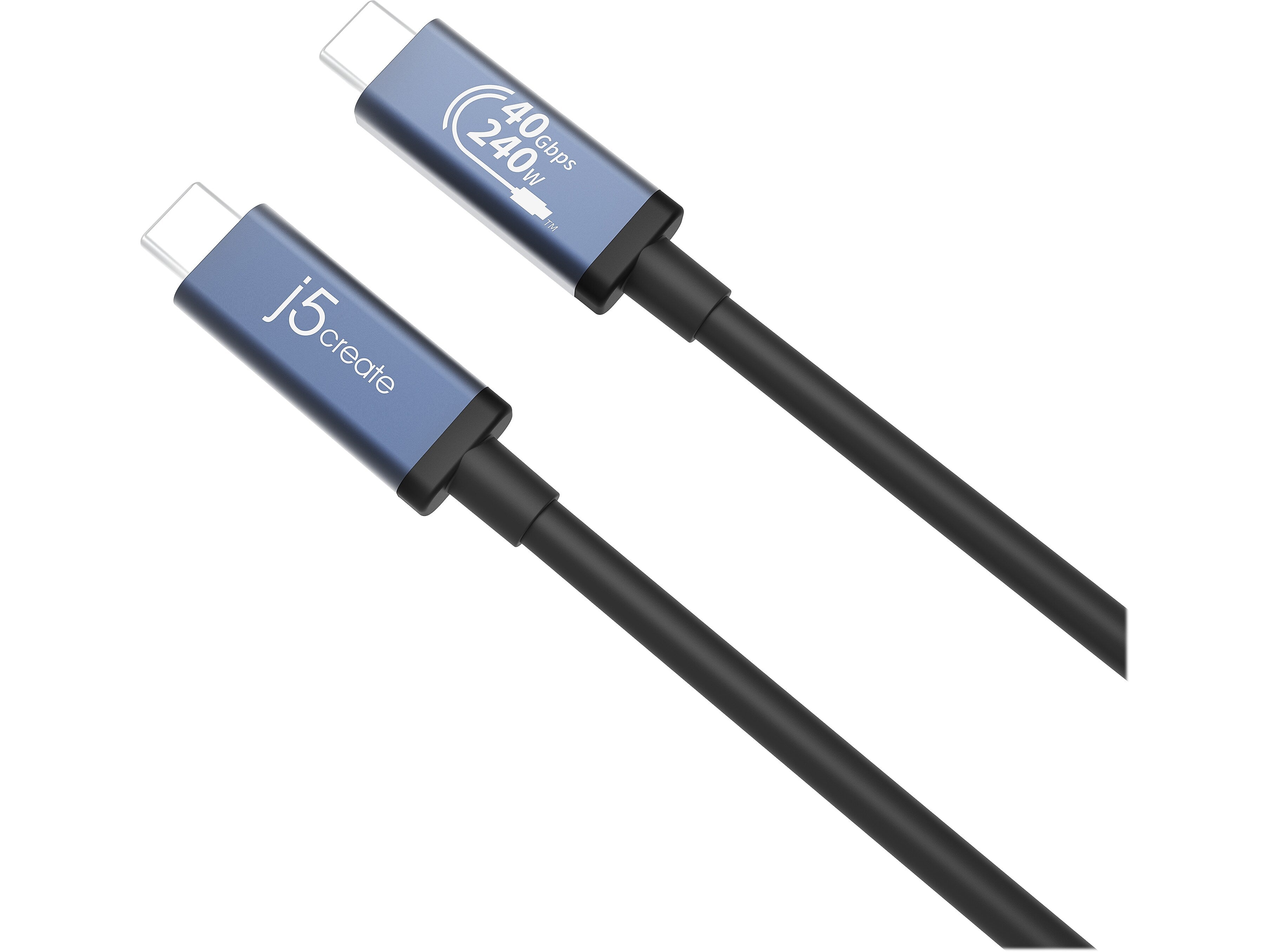 j5create 2.6' USB C to USB C Cable, Male to Male, Black/Space Gray