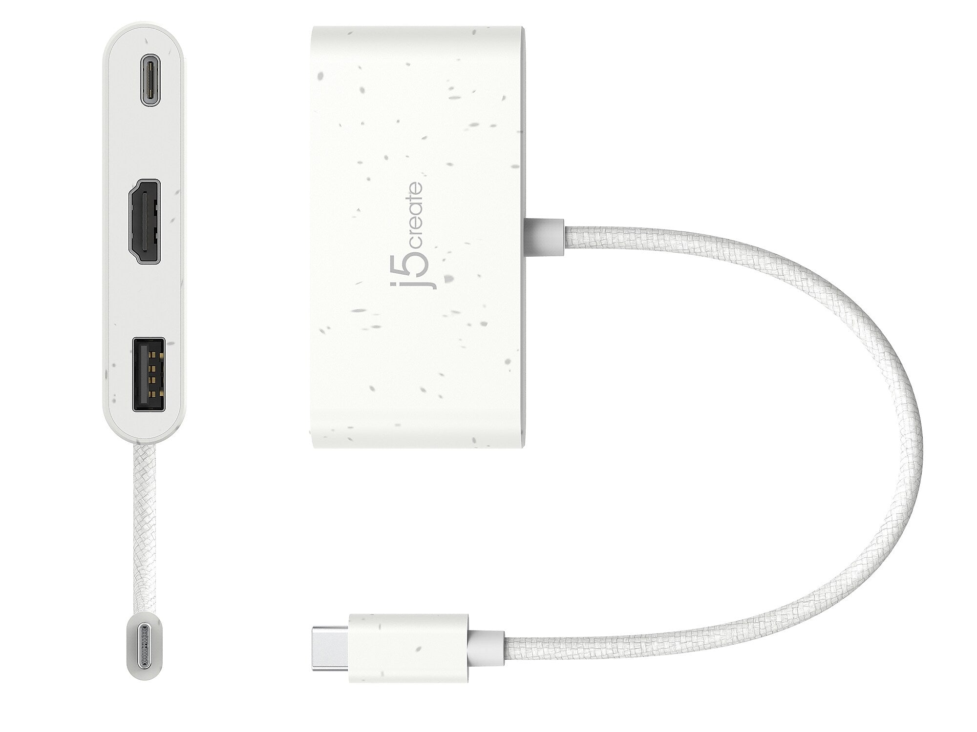 j5create Eco-Friendly 3-Port USB-C Hub, White