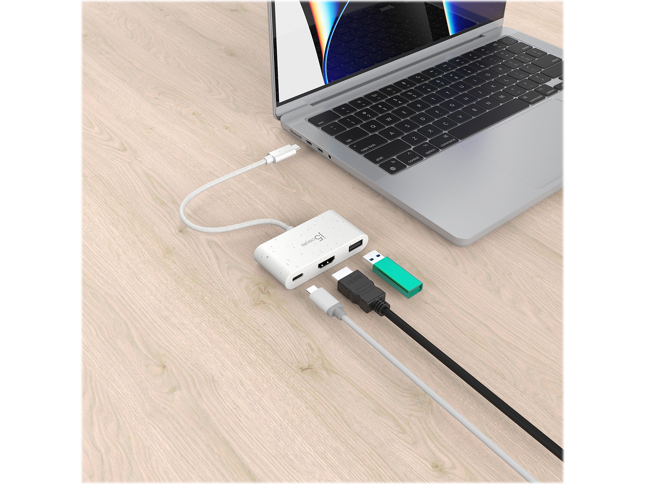 j5create Eco-Friendly 3-Port USB-C Hub, White