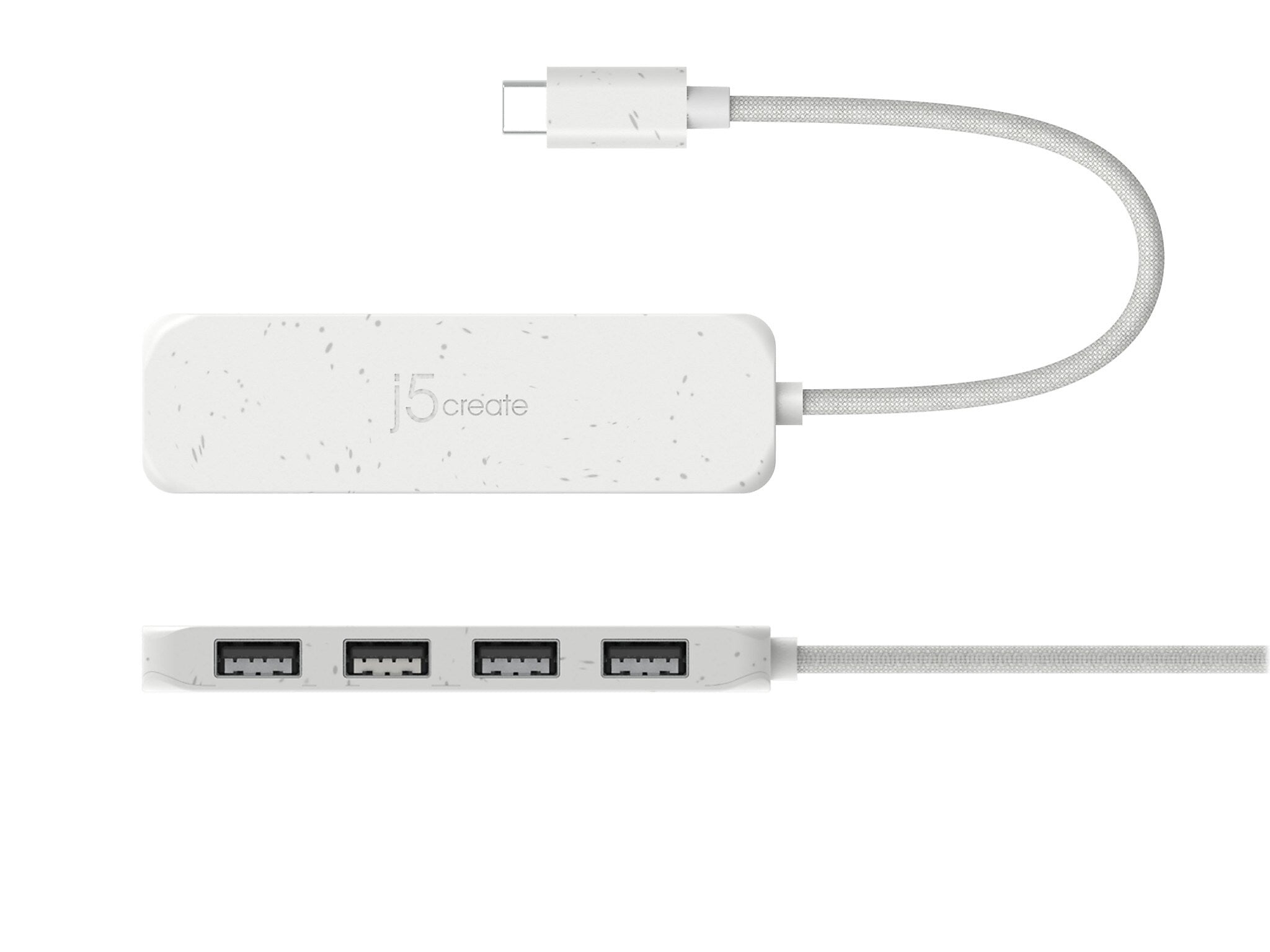 j5create Eco-Friendly 4-Port USB-C Hub, Pure White