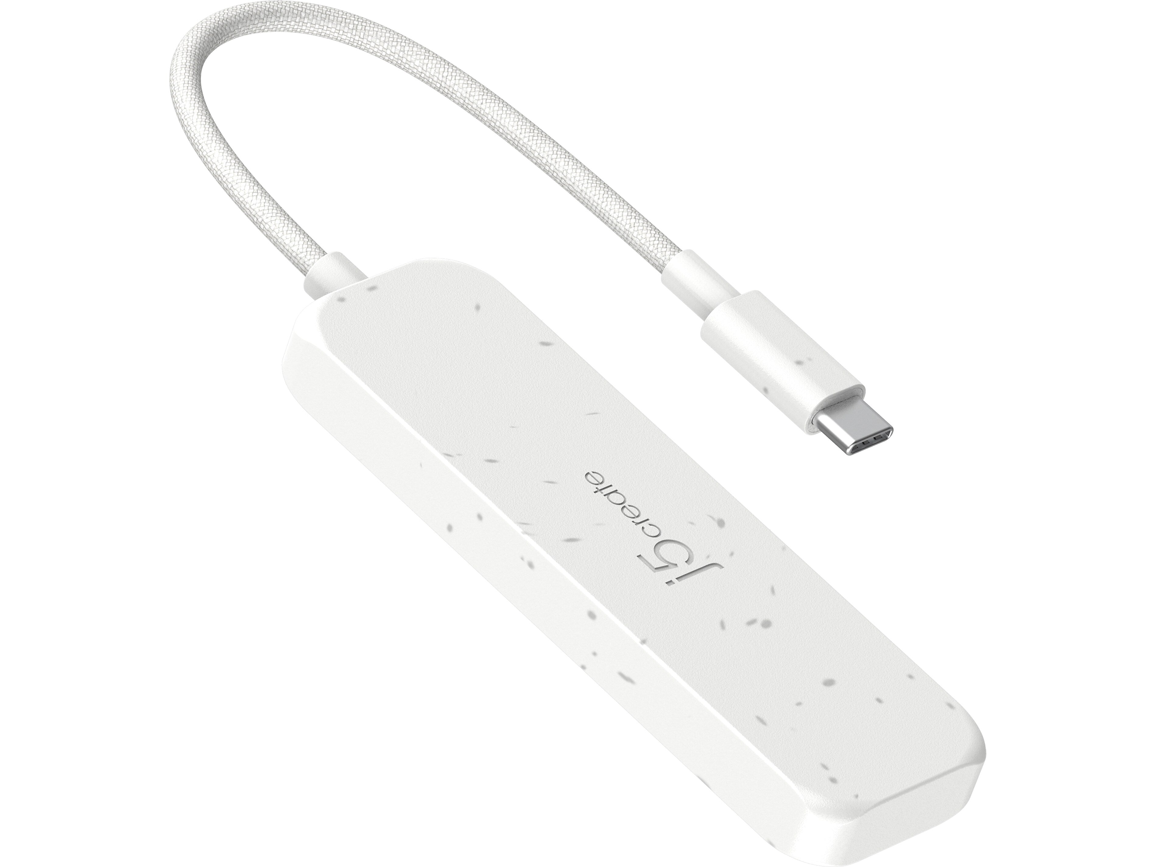 j5create Eco-Friendly 4-Port USB Type-C Hub, Pure White