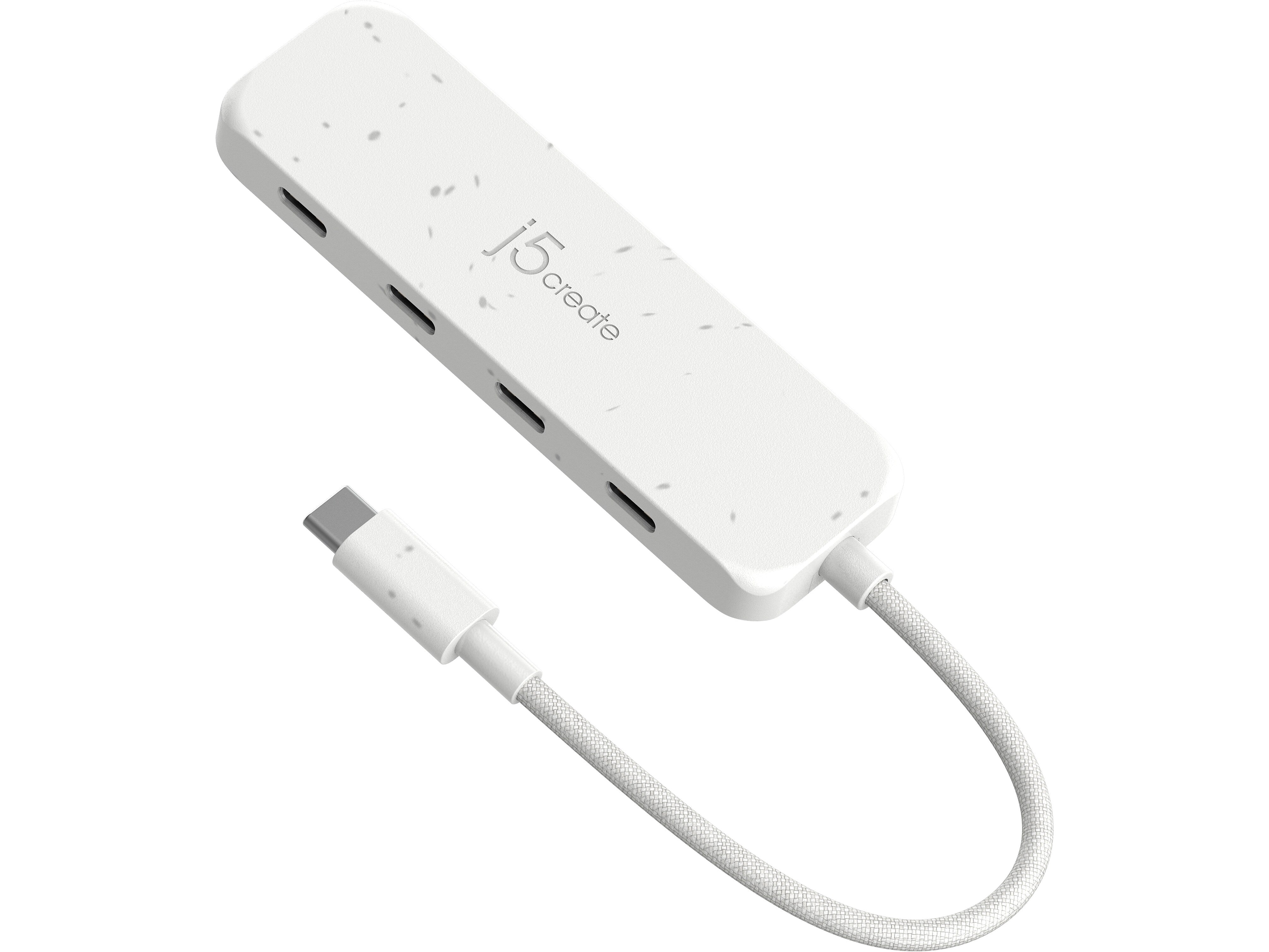j5create Eco-Friendly 4-Port USB Type-C Hub, Pure White