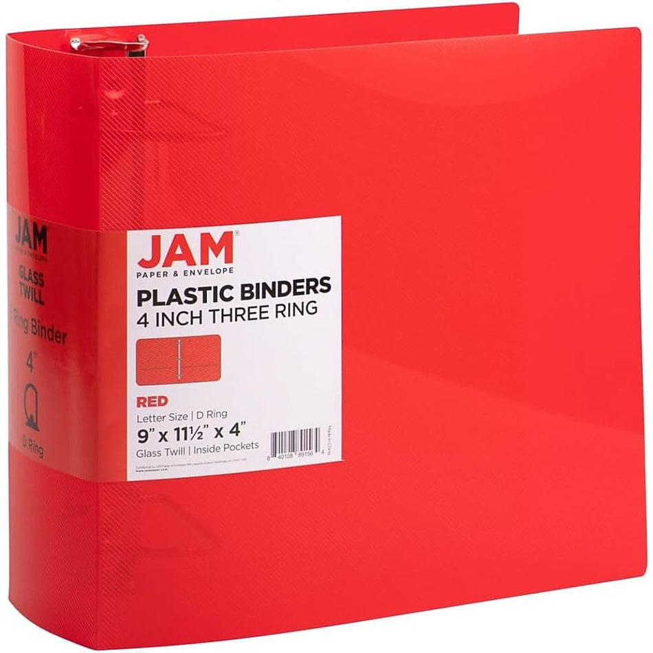 JAM PAPER 4" 3-Ring Binder, Red