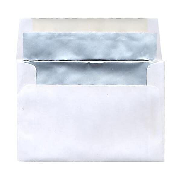 JAM Paper® 4.625 x 6.75 Foil Lined Invitation Envelopes, White with Silver Matte Foil, 25/Pack