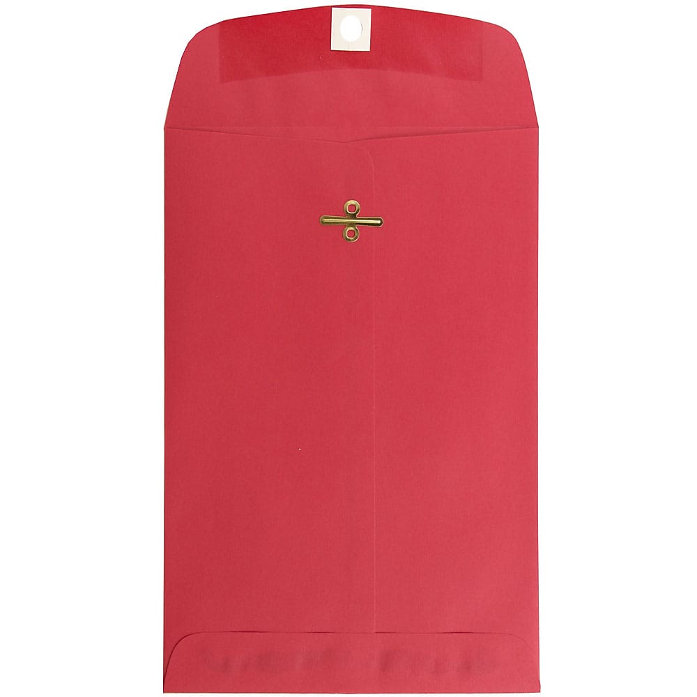 JAM Paper 6 x 9 Open End Catalog Colored Envelopes with Clasp Closure, Red Recycled, 25/Pack