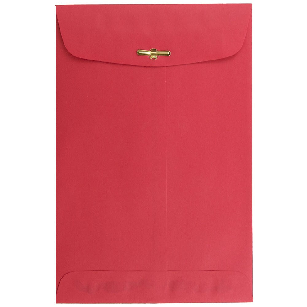 JAM Paper 6 x 9 Open End Catalog Colored Envelopes with Clasp Closure, Red Recycled, 25/Pack